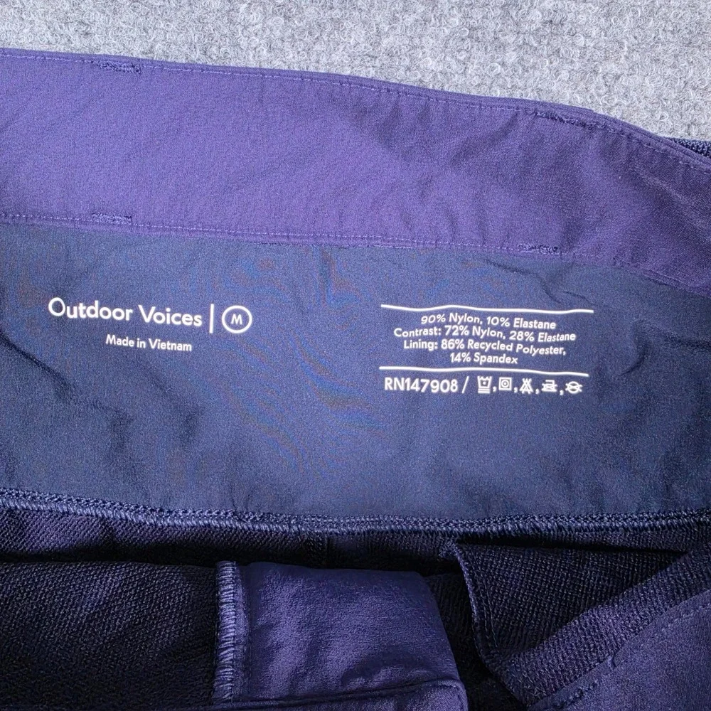Outdoor Voices RecTrek Zip-Off Pants Womens Medium‎ Navy Tan Yellow Colorblock